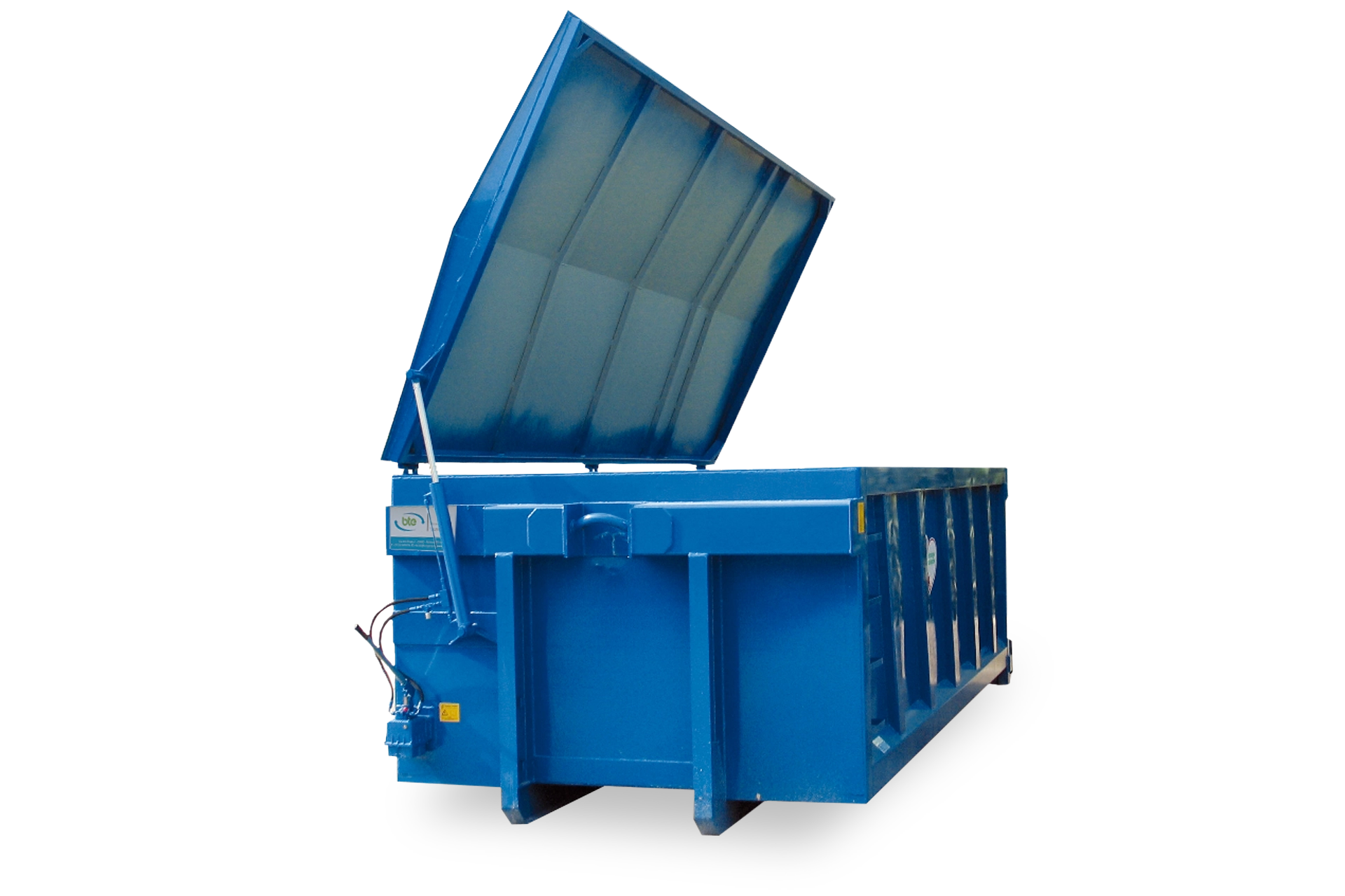 Copertura container con tetto ad anta unica a doppio spiovente