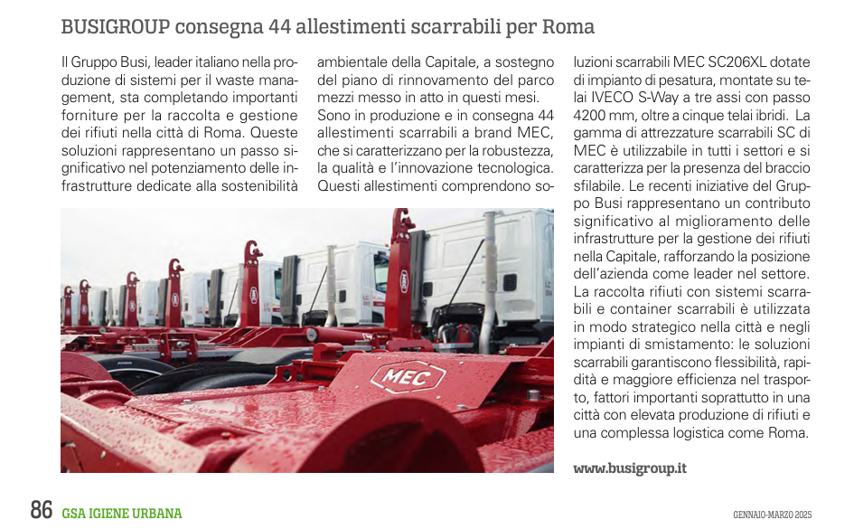consegna 44 allestimenti scarrabili per roma